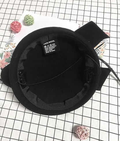 قبعة ELLYDOOR من الصوف Fascinator Pillbox قبعة شتوية من الصوف البريطاني للنساء قبعة كنيسة الزفاف in Kuwait