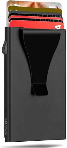 Pop Up Stealth Wallet with Money Clip - RFID Blocking Minimalist Wallet for Men, Aluminum Metal Wallet Slim Mens Wallet for Everyday Use and Travel Use (Black) in Saudi Arabia