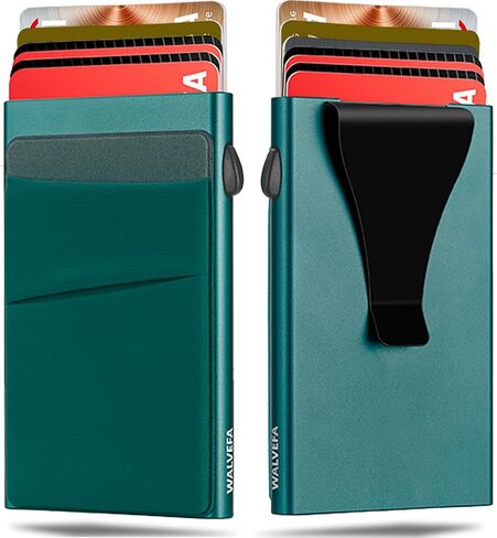 Pop Up Stealth Wallet with Money Clip - RFID Blocking Minimalist Wallet for Men, Aluminum Metal Wallet Slim Mens Wallet for Everyday Use and Travel Use (Black) in Saudi Arabia