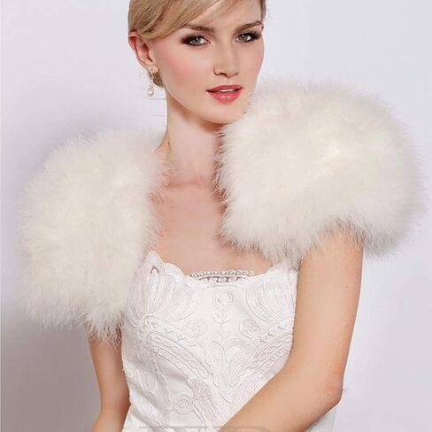 Women Shawls Real Ostrich Feather Cape Fluffy Warm Bridal Shawl Wedding Party for Bride Bridesmaid in Saudi Arabia