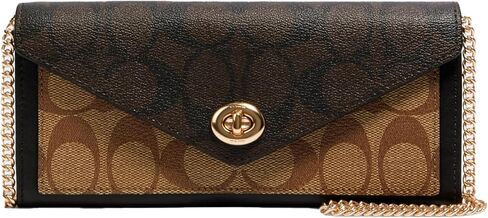 Coach Signature Blocking Envelope Wallet w Chain and Turnlock in Saudi Arabia