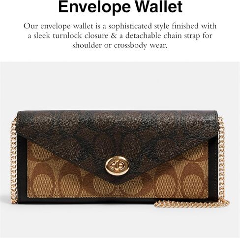 Coach Signature Blocking Envelope Wallet w Chain and Turnlock in Saudi Arabia