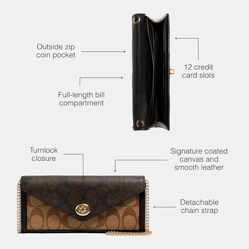 Coach Signature Blocking Envelope Wallet w Chain and Turnlock in Saudi Arabia