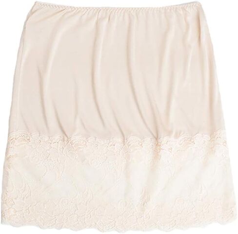 LingDooo Women Pure Silk Smooth Soft Lace Underwear Skirt Home Sleepwear Half-Slip Nightwear in Saudi Arabia