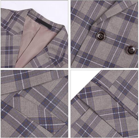 Iynnijoy Mens Plaid Suit Double Breasted Slim Fit 2-Piece Formal Jacket Tux Pants for Prom Wedding Party in Saudi Arabia