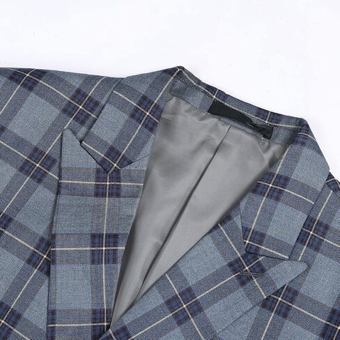 Iynnijoy Mens Plaid Suit Double Breasted Slim Fit 2-Piece Formal Jacket Tux Pants for Prom Wedding Party in Saudi Arabia