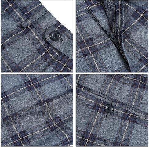 Iynnijoy Mens Plaid Suit Double Breasted Slim Fit 2-Piece Formal Jacket Tux Pants for Prom Wedding Party in Saudi Arabia