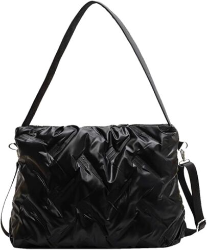 حقيبة مبطنة للنساء، حقائب هوبو، حقائب يد بسحاب، حقائب يد منتفخة، حقيبة كتف كبيرة من النايلون للترفيه اليومي in Kuwait