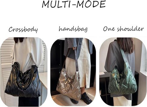 حقيبة مبطنة للنساء، حقائب هوبو، حقائب يد بسحاب، حقائب يد منتفخة، حقيبة كتف كبيرة من النايلون للترفيه اليومي in Kuwait