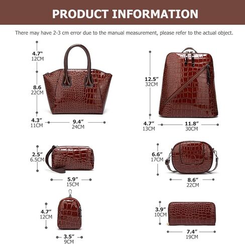 6pcs Set Vintage Backpack Purse for Women Travel Daypack Handbag and Purse Large Tote Shoulder Bags Leather Satchel Bag in Kuwait