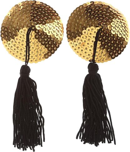 Ayliss® Sequin Lingerie Tassel Breast Bra Stickers Nipple Covers-Gold in Saudi Arabia