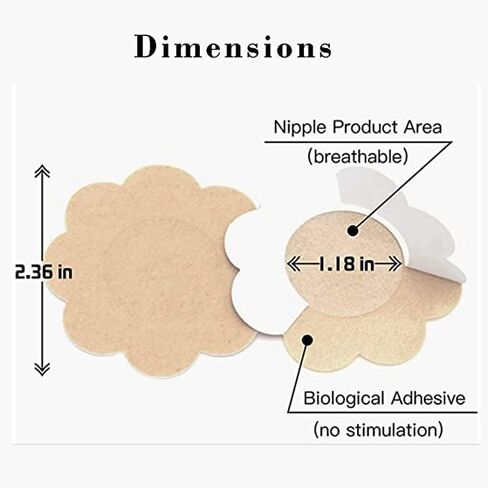 100 قطعة (50 زوجًا) من أغطية الحلمات للنساء من ميدكور، أغطية حلمات للاستعمال مرة واحدة للنساء، بتلات ثدي من الساتان خالية من اللاتكس، بتلات حلمة لاصقة - لون بيج محايد in Kuwait