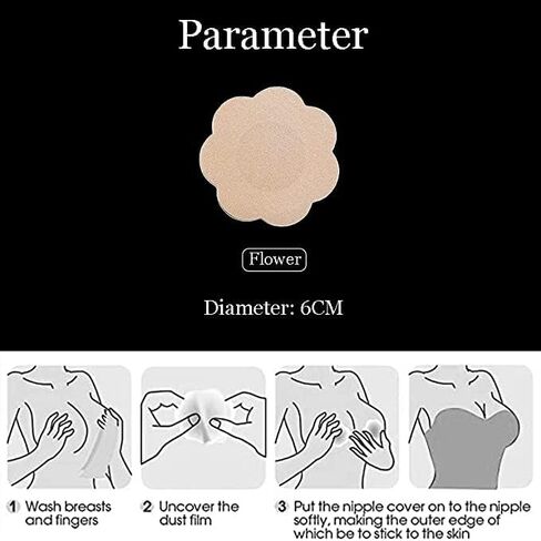 100 قطعة (50 زوجًا) من أغطية الحلمات للنساء من ميدكور، أغطية حلمات للاستعمال مرة واحدة للنساء، بتلات ثدي من الساتان خالية من اللاتكس، بتلات حلمة لاصقة - لون بيج محايد in Kuwait