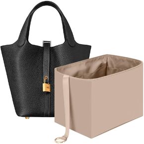 SMART DK Purse Organizer for Hermes Picotin18 Bags, Luxury Purse Organizer Insert Silky Smooth Fits Picotin 18 (PC18 black)