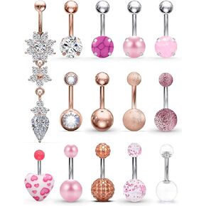 SCERRING البطن زر خواتم 14 جرام الفولاذ المقاوم للصدأ السرة البطن القرط استرخى تشيكوسلوفاكيا القلب أوبال السرة الحديد ثقب الجسم مجوهرات 14 قطعة in Kuwait