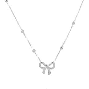 NORLSO Bow Necklace for Women Girls Rhinestone Bow Ribbon Pendant Necklace Gold Silver Bow Chain Necklace for Women Girls Jewelry Gift in Kuwait