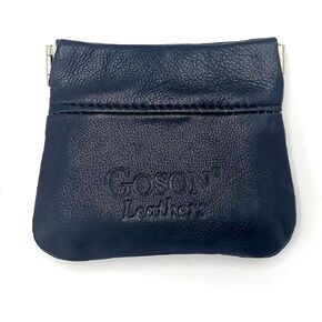 Goson Classic Leather Squeeze Coin Purse change Holder For Men and Women, Pouch size 3.50 in X 3.25 in