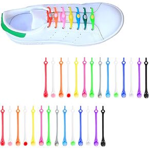 Clawofer 28 PCS Lazy Elastic Shoelaces,No Tie Shoe Laces for Adults and Children,Colorful Round No Tie Rubber Laces,Sneakers laces in Saudi Arabia