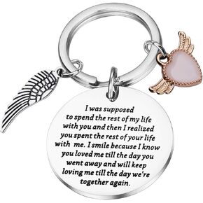 PLITI in Memory of Husband/Wife Gifts Sympathy Keychain with Angel Wing Keychain for Loss of Loved One