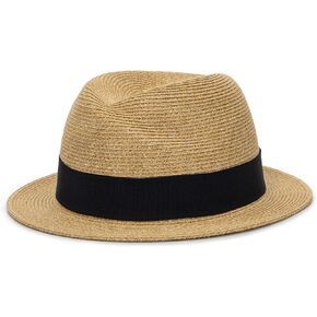 Women Men Panama Style Trilby Fedora Straw Sun Hat with Hat Belt in Kuwait