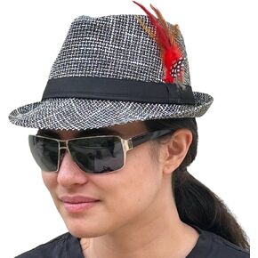SILVERFEVER Fedora Hat with Feathers Gatsby Holiday Octoberfast Bavarian Alpine Trlbe Dress Up Gatsby Hats