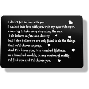 Valentine's Day Gift for Boyfriend Wallet Insert Card for Husband Aniversary Card Gift for Fiance Wedding Gift for Men Birthday Gift for Him Engraved Wallet Card Deployment Gifts I Love You Card