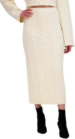 BCBGMAXAZRIA Women's Pull on Cable Knit Midi Pencil Skirt in Saudi Arabia