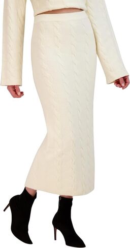 BCBGMAXAZRIA Women's Pull on Cable Knit Midi Pencil Skirt in Saudi Arabia