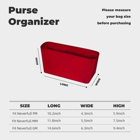 Purse Handbag Silky Organizer Insert Keep Bag Shape Fits LV Neverfull PM/MM/GM Bags, Luxury Handbag Tote Lightweight Sturdy(Black, Neverfull PM) in Saudi Arabia