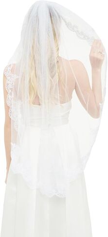 الحجاب الزفاف حزب الكونغ فو 1 الطبقة الدانتيل الحجاب الزفاف مع مشط الحجاب الزفاف in Kuwait