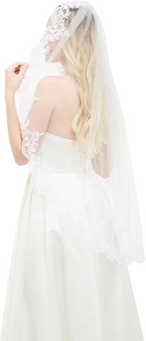 الحجاب الزفاف حزب الكونغ فو 1 الطبقة الدانتيل الحجاب الزفاف مع مشط الحجاب الزفاف in Kuwait