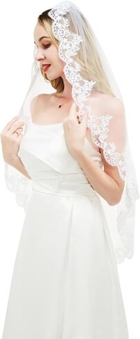 الحجاب الزفاف حزب الكونغ فو 1 الطبقة الدانتيل الحجاب الزفاف مع مشط الحجاب الزفاف in Kuwait