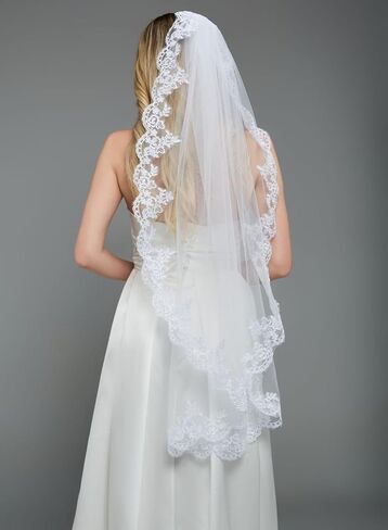 الحجاب الزفاف حزب الكونغ فو 1 الطبقة الدانتيل الحجاب الزفاف مع مشط الحجاب الزفاف in Kuwait