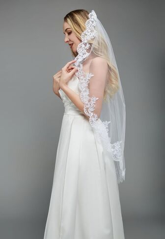 الحجاب الزفاف حزب الكونغ فو 1 الطبقة الدانتيل الحجاب الزفاف مع مشط الحجاب الزفاف in Kuwait