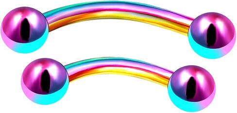 MATIGA 2Pcs Anodized Titanium 16g 8mm 10mm Curved Barbell Ring Piercing Jewelry Eyebrow Rook Lip Tragus Helix 3mm Ball More Choices in Saudi Arabia