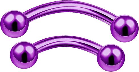 MATIGA 2Pcs Anodized Titanium 16g 8mm 10mm Curved Barbell Ring Piercing Jewelry Eyebrow Rook Lip Tragus Helix 3mm Ball More Choices in Saudi Arabia