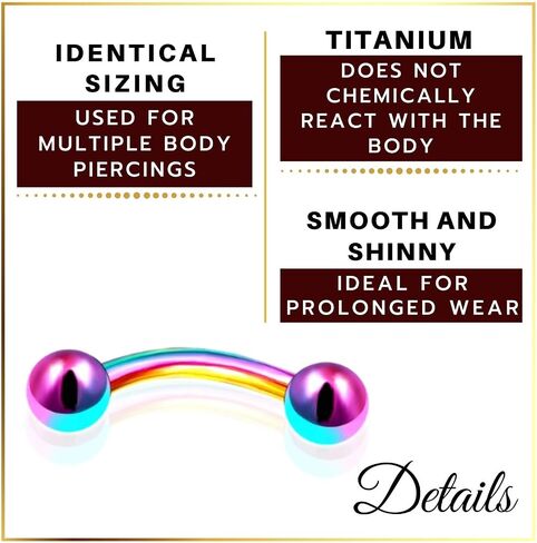 MATIGA 2Pcs Anodized Titanium 16g 8mm 10mm Curved Barbell Ring Piercing Jewelry Eyebrow Rook Lip Tragus Helix 3mm Ball More Choices in Saudi Arabia