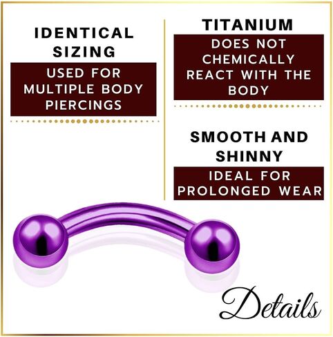 MATIGA 2Pcs Anodized Titanium 16g 8mm 10mm Curved Barbell Ring Piercing Jewelry Eyebrow Rook Lip Tragus Helix 3mm Ball More Choices in Saudi Arabia