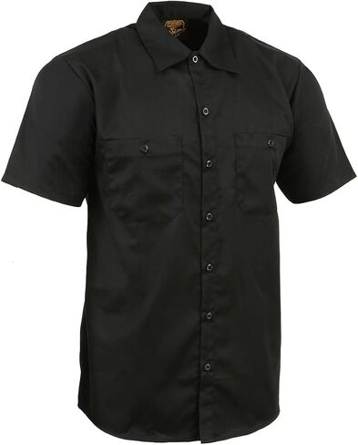 Milwaukee Leather MDM11669 Black Button Up Heavy-Duty Work Shirt for Men's, Classic Mechanic Work Shirt w/Pockets in Saudi Arabia