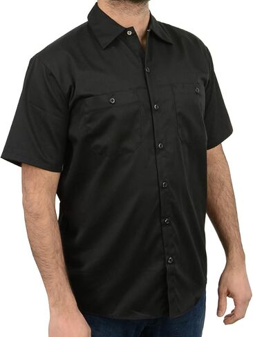 Milwaukee Leather MDM11669 Black Button Up Heavy-Duty Work Shirt for Men's, Classic Mechanic Work Shirt w/Pockets in Saudi Arabia