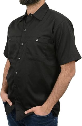 Milwaukee Leather MDM11669 Black Button Up Heavy-Duty Work Shirt for Men's, Classic Mechanic Work Shirt w/Pockets in Saudi Arabia