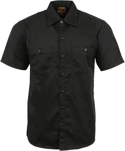 Milwaukee Leather MDM11669 Black Button Up Heavy-Duty Work Shirt for Men's, Classic Mechanic Work Shirt w/Pockets in Saudi Arabia