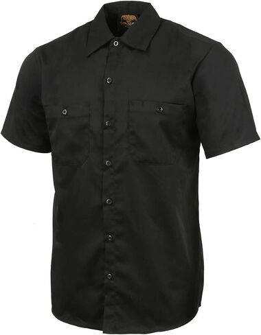 Milwaukee Leather MDM11669 Black Button Up Heavy-Duty Work Shirt for Men's, Classic Mechanic Work Shirt w/Pockets in Saudi Arabia