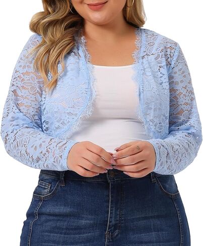 Agnes Orinda Plus Size Lace Shrug for Women 2024 Long Sleeve Floral Lace Shrugs Top in Kuwait