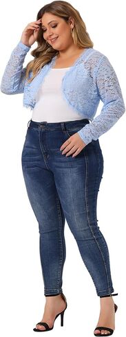 Agnes Orinda Plus Size Lace Shrug for Women 2024 Long Sleeve Floral Lace Shrugs Top in Kuwait