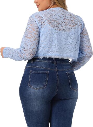 Agnes Orinda Plus Size Lace Shrug for Women 2024 Long Sleeve Floral Lace Shrugs Top in Kuwait