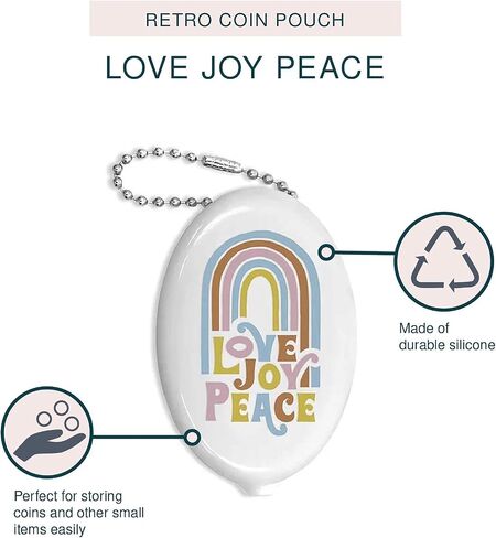 محفظة ريترو تشينج من ستوديو أوه! - حقيبة عملات معدنية من Love Joy Peace مقاس 1.88 × 3 بوصة - محفظة سلسلة مفاتيح رائعة مستوحاة من الطراز القديم مثالية للعملات المعدنية والمفاتيح ومرطب الشفاه والمزيد in Saudi Arabia