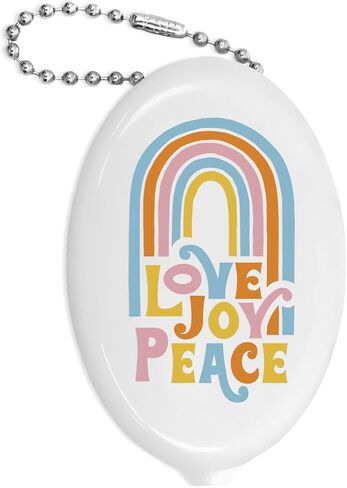 محفظة ريترو تشينج من ستوديو أوه! - حقيبة عملات معدنية من Love Joy Peace مقاس 1.88 × 3 بوصة - محفظة سلسلة مفاتيح رائعة مستوحاة من الطراز القديم مثالية للعملات المعدنية والمفاتيح ومرطب الشفاه والمزيد in Saudi Arabia