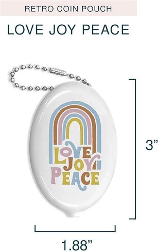 محفظة ريترو تشينج من ستوديو أوه! - حقيبة عملات معدنية من Love Joy Peace مقاس 1.88 × 3 بوصة - محفظة سلسلة مفاتيح رائعة مستوحاة من الطراز القديم مثالية للعملات المعدنية والمفاتيح ومرطب الشفاه والمزيد in Saudi Arabia