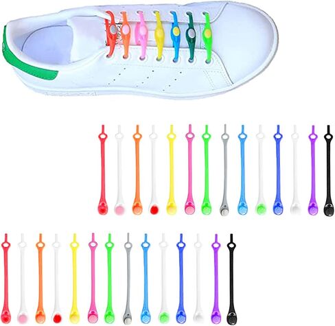 Clawofer 28 PCS Lazy Elastic Shoelaces,No Tie Shoe Laces for Adults and Children,Colorful Round No Tie Rubber Laces,Sneakers laces in Saudi Arabia
